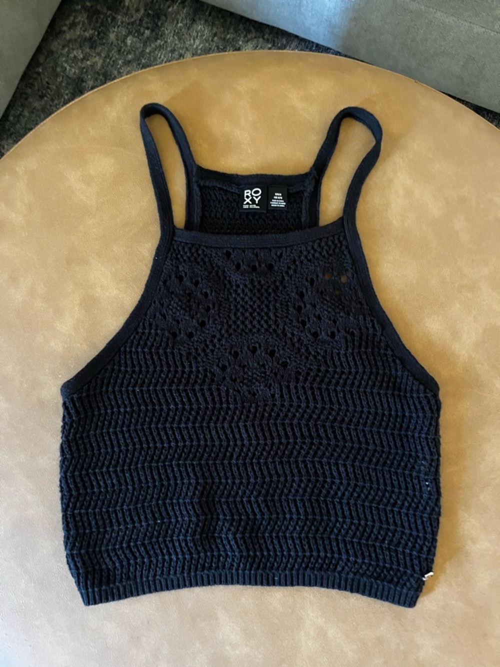 Roxy Black Crochet Crop Tank